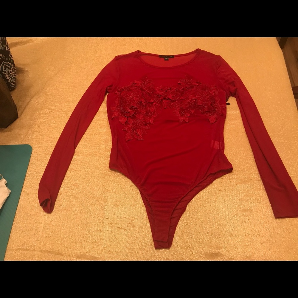 Sexy Red Bodysuit with front appliqué